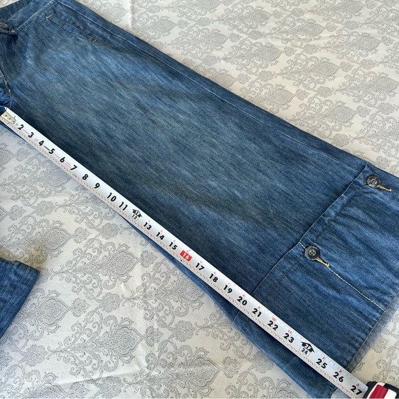 Anthropologie Wide Leg Chambray Cropped Trousers size 6 - Picture 7 of 10